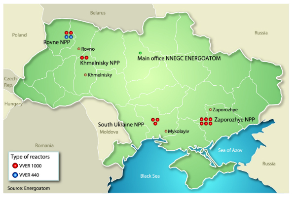 Map: Ukrain'es nuclear fleet