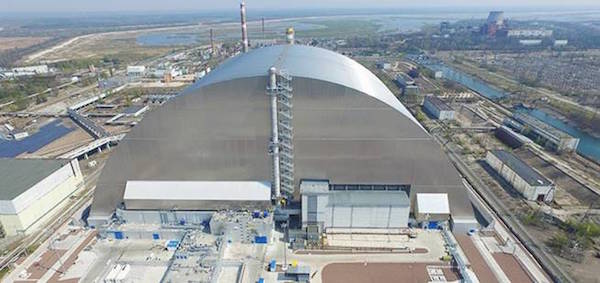 The New Safe Confinement, completed in 2019, protects damaged reactor 4 at the Chernobyl site 